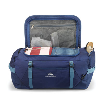 Fairlead Travel Duffel/Backpack in the color True Navy/Graphite Blue.