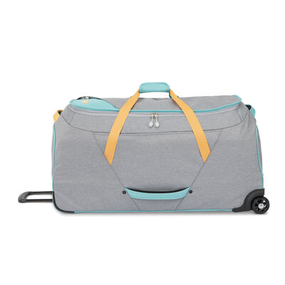 Forester 34" Wheeled Duffel in the color Grey Heather/Turquoise/Blazing Orange.