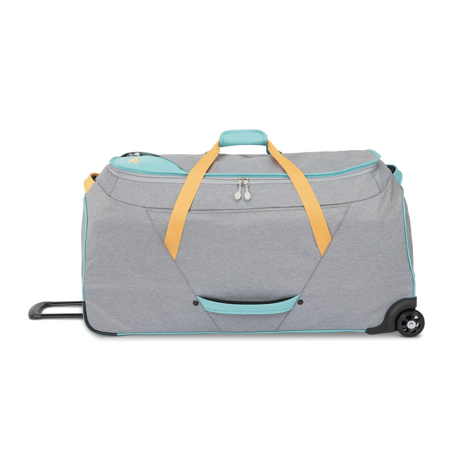 Forester 34" Wheeled Duffel in the color Grey Heather/Turquoise/Blazing Orange. image number 2