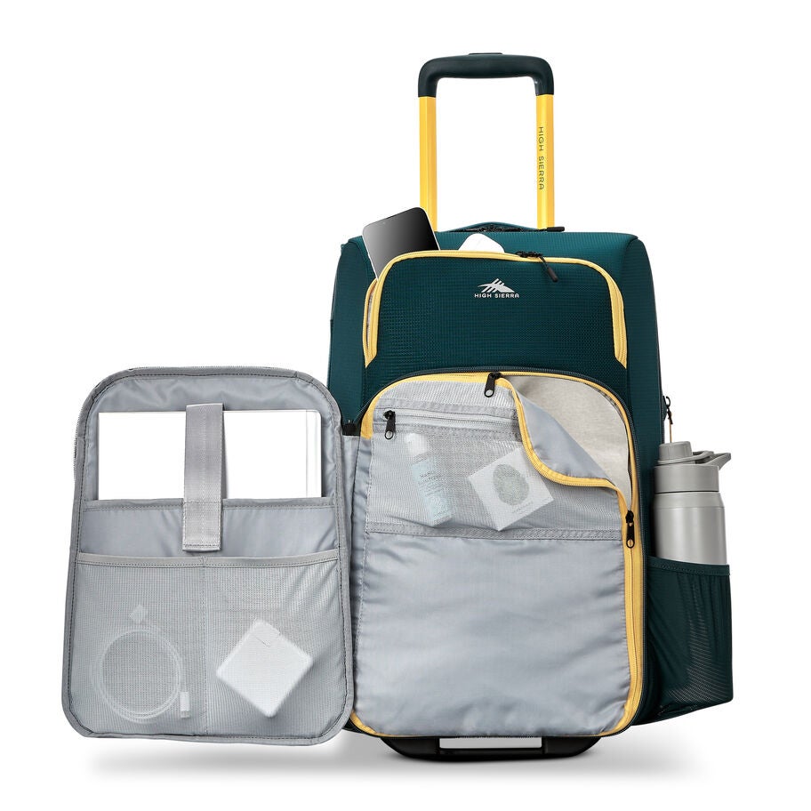 Hi-Life Carry-On Wheeled Duffel in the color Green/Yellow. image number 1