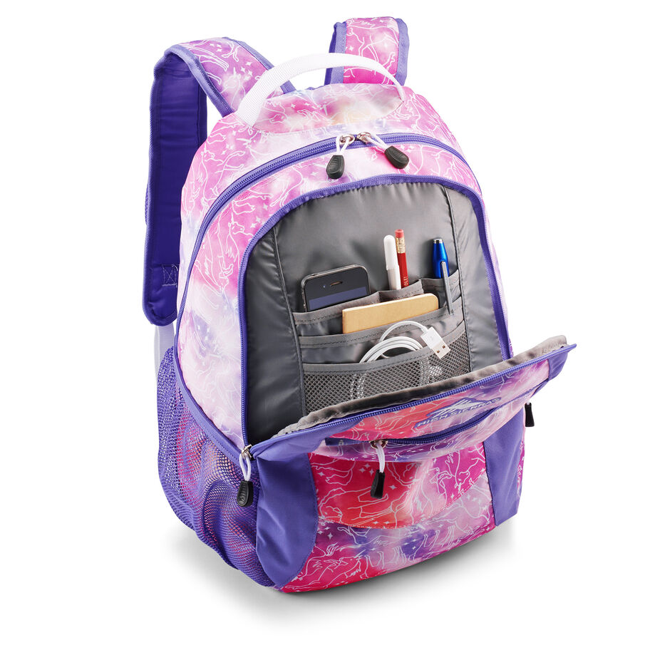 Curve Backpack in the color Unicorn Clouds/Lavender/White. image number 4