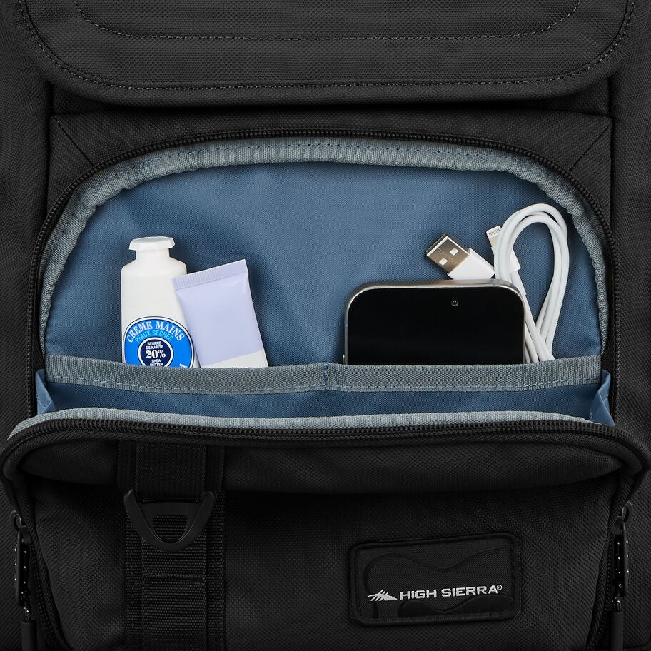 Lineage Flap Backpack in the color Black. image number 2