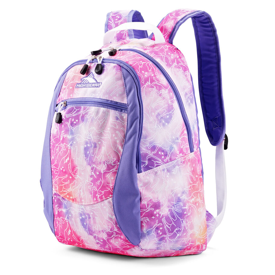 Curve Backpack in the color Unicorn Clouds/Lavender/White. image number 0