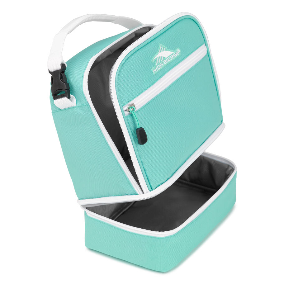 Stacked Compartment Lunch Bag in the color Aquamarine/White. image number 1