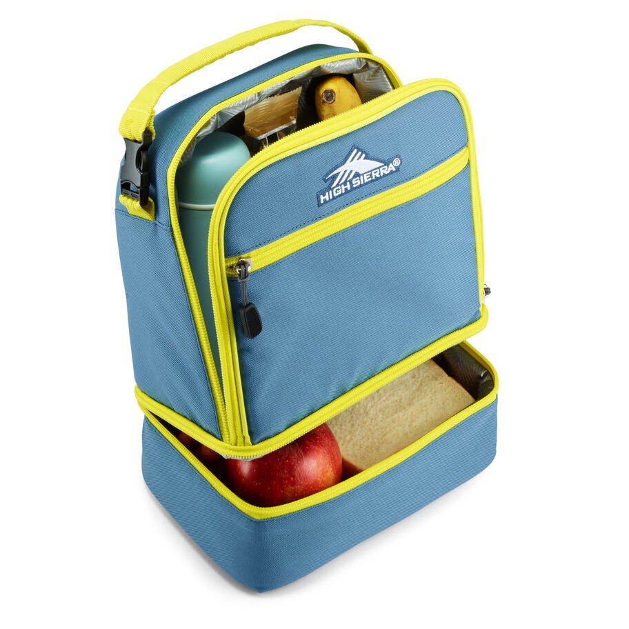 Stacked Compartment Lunch Bag in the color Graphite Blue/Glow. image number 2