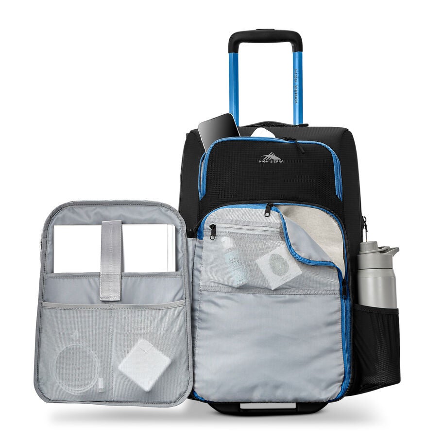 Hi-Life Carry-On Wheeled Duffel in the color Black/Blue. image number 1