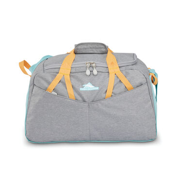 Forester Small Duffel in the color Grey Heather/Turquoise/Blazing Orange.