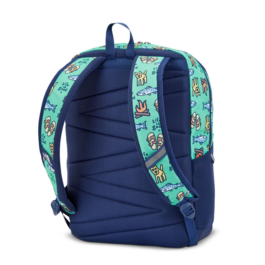 Life Is Good by High Sierra Outburst Backpack in the color Camping Print/Navy. image number 4