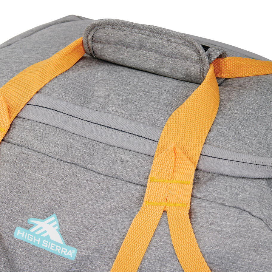 Forester Small Duffel in the color Grey Heather/Turquoise/Blazing Orange. image number 6