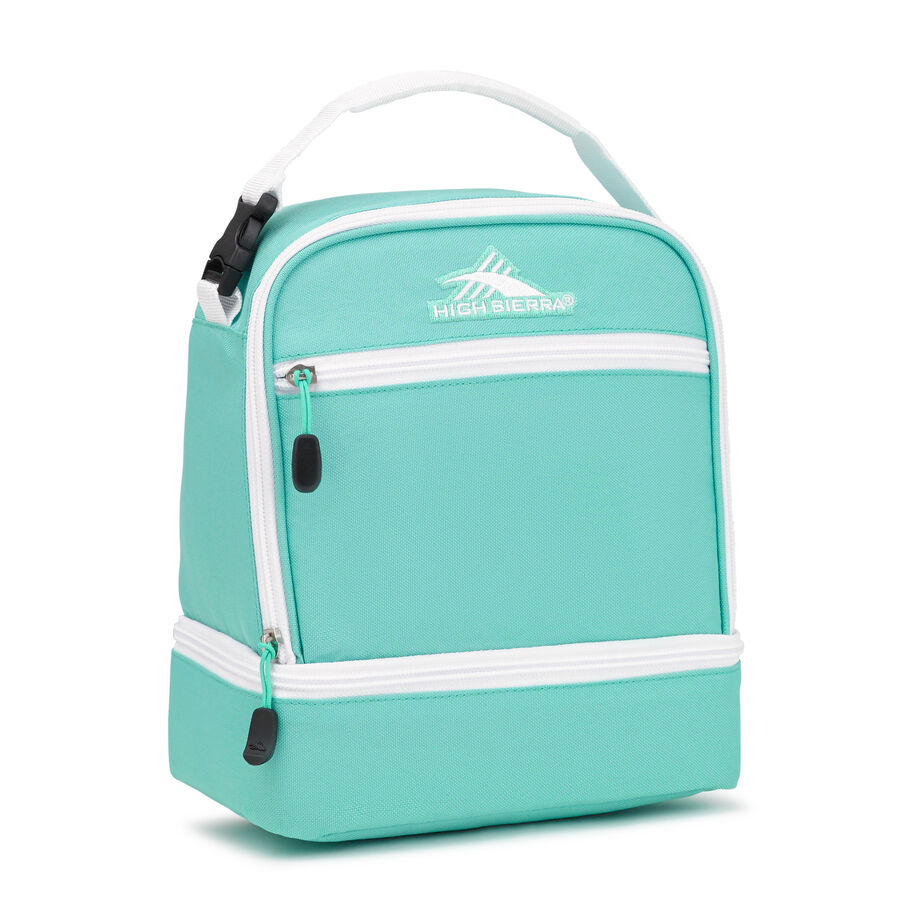 Stacked Compartment Lunch Bag in the color Aquamarine/White. image number 0