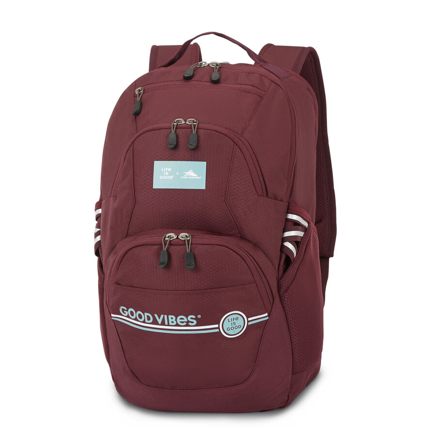 Life Is Good by High Sierra Swoop Backpack in the color Maroon. image number 1